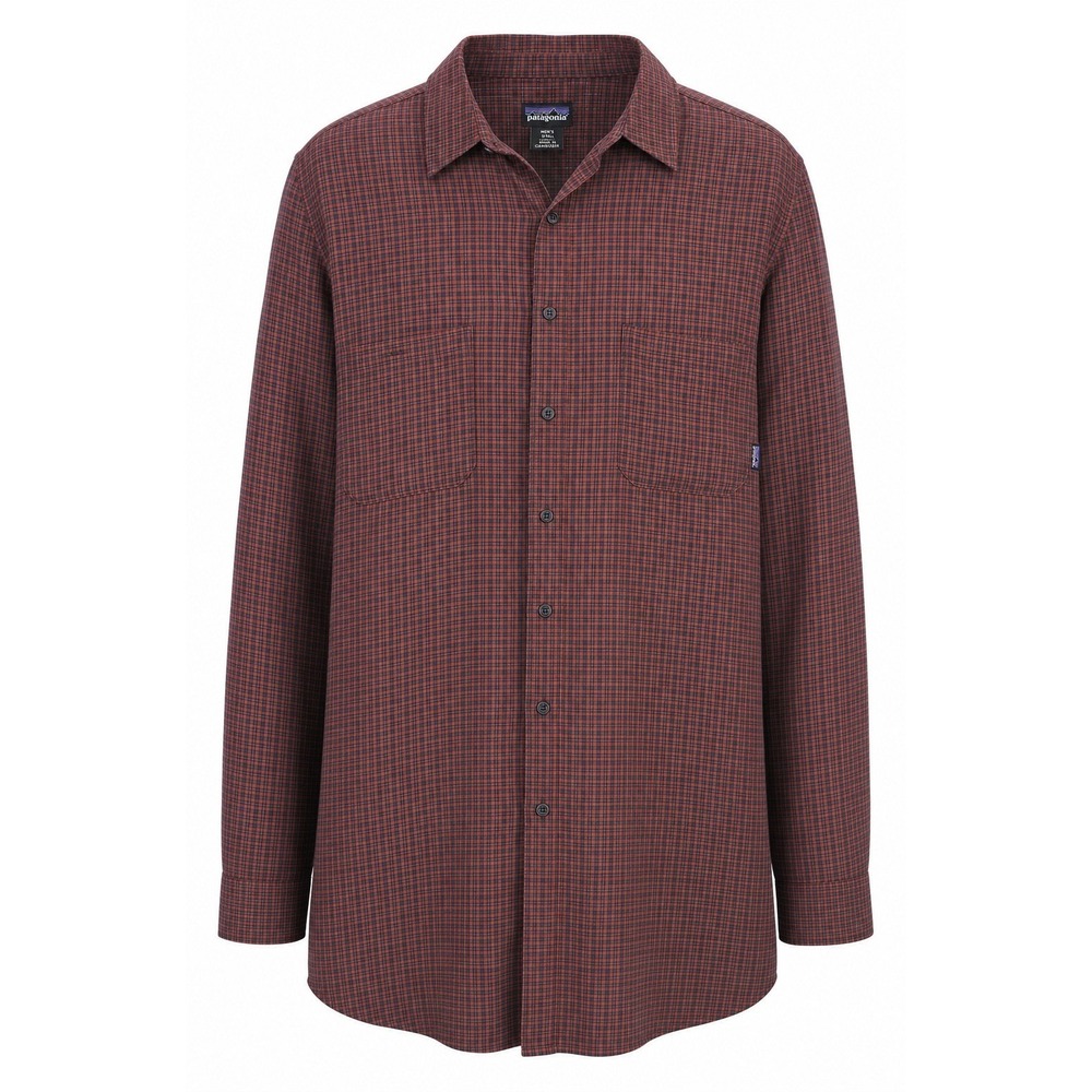 Patagonia XXL Long Sleeve Button Front Shirt Red Blue Plaid 100% Cotton Portugal